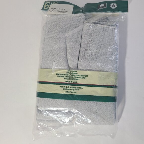 Vintage 90s Copper Creek Men's Gray Full Cushion Socks Size 10-13 6 Pair NOS - Picture 2 of 4